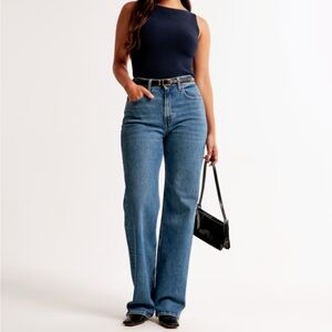 Abercrombie & Fitch Curve Love High Rise 90s Relaxed Distressed Hem Jean